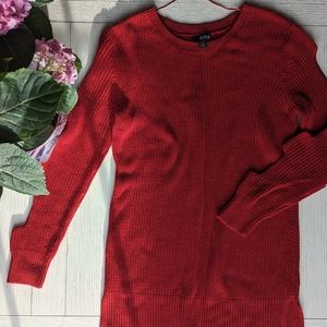 a.n.a Red Sweater with Cold Shoulder Sleeves
